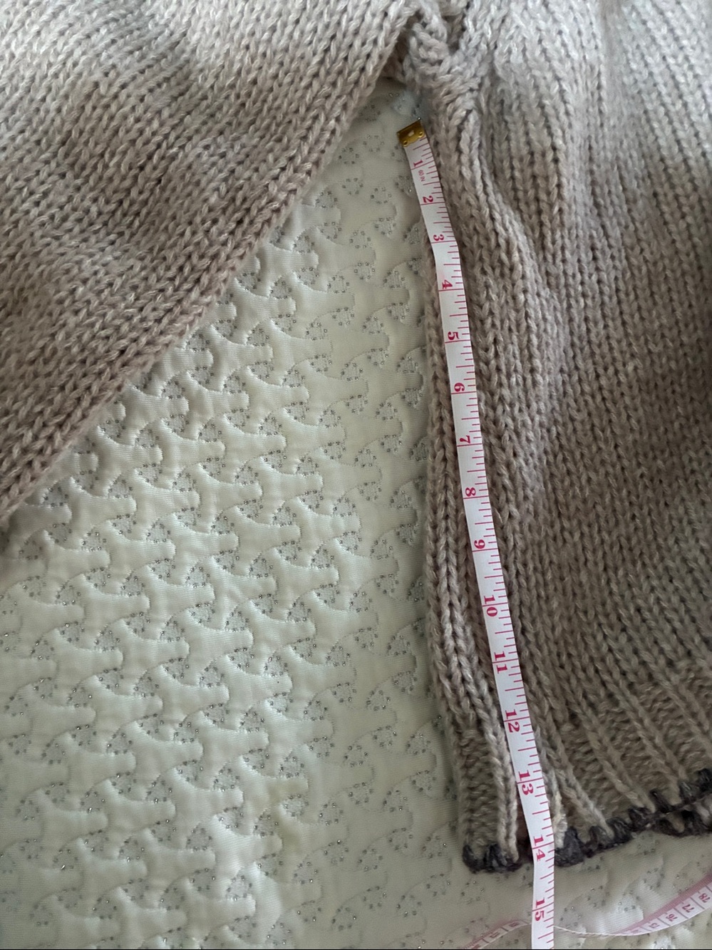 Cozy Taupe Knit Tie-Front Women's Sweater - Picture 5 of 7